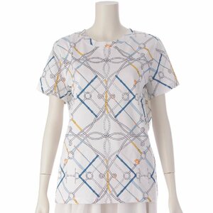 【エルメス】Hermes　21SS PARCOURS SANS FAUTE 完璧なコース コットン 半袖 Tシャツ ホワイト 44 【中古】【正規品保証】205024