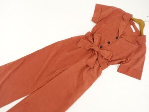 美品 セシルマクビー CECIL McBEE 半袖オールインワン M オレンジブラウン