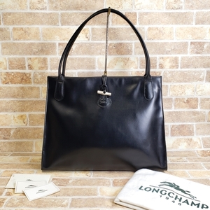 ロンシャン ロゾ レザー トートバッグ A4OK フランス製 ブラック Longchamp