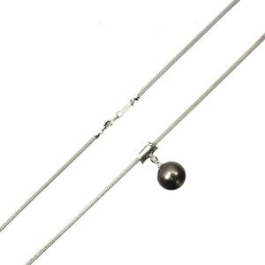 K18 K14 ホワイトゴールド タヒチパール 真珠 ダイヤ ペンダントネックレス 40cm 12.3mm 0.01ct 10.4g KA Bランク