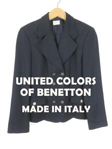 90s ベネトン イタリア製 レディース メタルボタン ブレザー 紺ブレ 44 ★ UNITED COLORS OF BENETTON テーラードジャケット ミリタリー