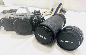 【中古品】(※動作未確認)(2点セット）オリンパス/Topman　　OLYMPUS　一眼フィルムカメラ/レンズ×2　OM10【送料別】FD1211