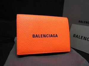 1円 ■美品■ BALENCIAGA バレンシアガ 594312 キャッシュミニ レザー 三つ折り 財布 ミニウォレット 小銭入れ オレンジ系 FK1746