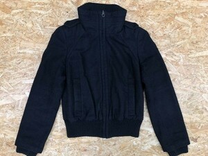 ZARA BASIC ザラ ベーシック M(EURサイズ) レディース ジャケット エポレット 無地 2ポケット モックネック ジップ 長袖 ブラック 黒