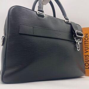 【美品】LOUIS VUITTON ルイヴィトン エピレザー バサーノMM ビジネスバッグ 2way ブリーフケース ショルダー ブラック 黒 A4 通勤 メンズ