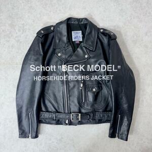 【最高級ホースハイド】美品 Schott ショット 馬革 BECK ベックモデル ダブルライダースジャケット 黒 46 希少ビッグサイズ ブラック