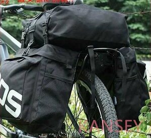 ブラック　マウンテンロードバイク　バイク収納35L大容量　3 in 1トランクバッグサイクリング両面リアスタンド　自転車一人旅　長旅