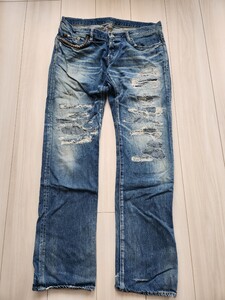 【中古】ヒステリックグラマー デニム HYSTERIC GLAMOUR ダメージ加工 34インチ