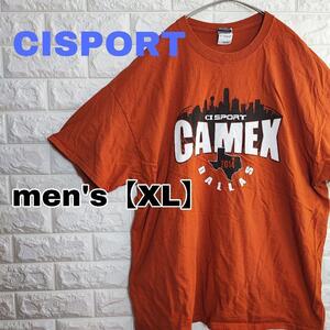 A174【CISPORT】プリントTシャツ 半袖【メンズXL】オレンジ