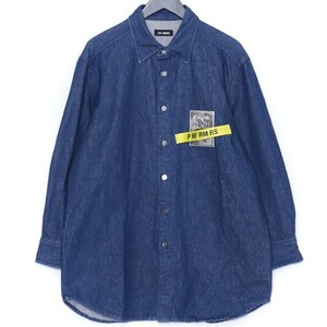 RAF SIMONS チェストロゴパッチデニム長袖シャツ Mサイズ インディゴ ラフシモンズ Chest Patch Denim Shirt