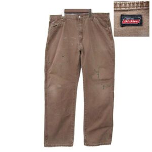 ビッグサイズ W40 程度 GENUINE Dickies ディッキーズ ワーク ペインター パンツ ブラウン 古着 2N1098