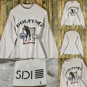 90s SDI USA製 GOLFING THORNTREE ゴルフ 薄グレー系 アメリカ輸入/ビンテージ/ロンT/LONG SLEEVE/L-S/古着/古着卸