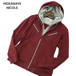 HIDEAWAYS NICOLE ハイダウェイ ニコル 通年 ドット総柄★ レイヤード風 ダブルジップ フーディー パーカー Sz.46　メンズ　A4T06814_6#O