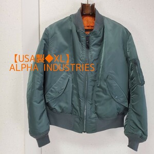 【USA製◆XL】美品◆ヴィンテージ ALPHA INDUSTRIES アルファインダストリーズ MA-1 フライトジャケット メンズ セージグリーン 