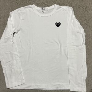 PLAY comme des garcons ロンt tシャツ　L 白　ホワイト　黒　ブラック　レディース