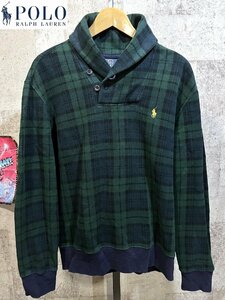 ポロラルフローレン チェック柄 ショールカラー スウェット M ブラックウォッチ POLO RALPH LAUREN