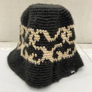 【STUSSY ステューシー】1321125 SS Knit Bucket Hat バケットハット ブラック アクリル 総柄 2411oki h