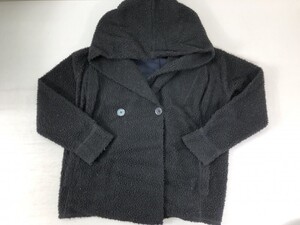 AZUL by moussy アズール マウジー レトロ カジュアルモード 古着 ボアフリース ダブル コート フーディー パーカー レディース L 黒