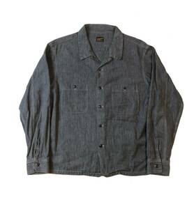 TENDERLOIN テンダーロイン オープンカラーシャツ ワークシャツ ブラックシャンブレー 黒シャン コットン M 