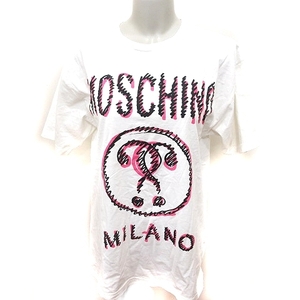 モスキーノ MOSCHINO Tシャツ カットソー クルーネック ロゴプリント 半袖 白 ホワイト /YK ■GY19 レディース