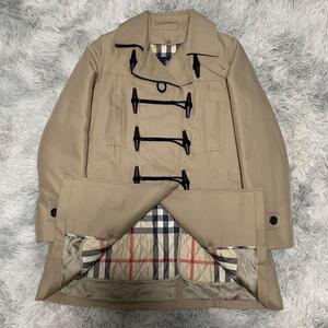 極美品 希少 L BURBERRYLONDON バーバリーロンドン ダッフルコート ノバチェック メガチェック ダウンライナー付き ベージュ レディース