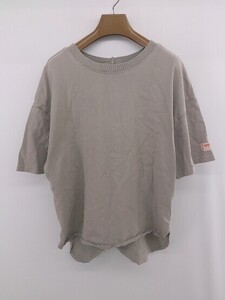 ◇ JaVa × classicalelf バックハーフボタン オーバーサイズ 長袖 Tシャツ カットソー サイズＭ グレージュ レディース E