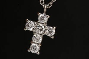 クロスモチーフネックレス 0.18ct ダイヤモンド Pt850/900 約40cm プラチナ　83467