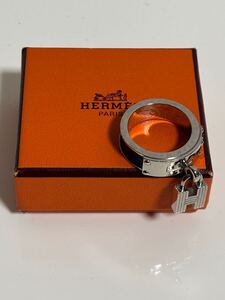 HERMES エルメス　カデナ　スカーフリング　リング　シルバー紺　箱　美品