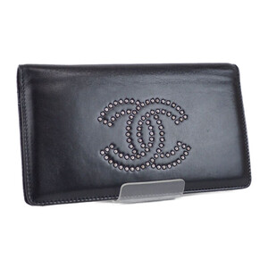 【中古】【Bランク】シャネル CHANEL ココマーク A47040 二つ折り財布 カーフ ブラック レディース【ISEYA】