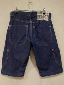 ※新 恵美寿神頭 EVISU エヴィス エビス LOT 2001 ハーフ ショート デニムパンツ 濃紺 日本製 32 　　　　 　 BJBB.E