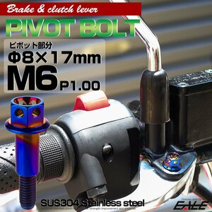 ブレーキ＆クラッチレバー取付 ピボットボルト フラワーヘッド Φ8×17mm M6×13mm P=1.00 焼きチタンカラー SUSステンレス TH0534