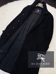 h41良好アンゴラカシミヤ50%の黄金比!!!定価28万●BURBERRY LONDON●トロける素材チェスターコート バーバリーコート メンズ 大きいL 175