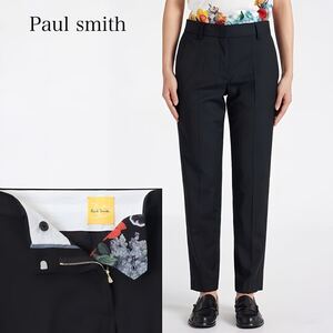 現行★ 【新品タグ付き】Paul smith 30th Anniversary ウィメンズ アニバーサリー テーパードパンツ REDA社 スラックス ボトムス 花柄 黒