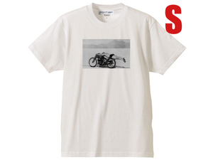 SPEED ADDICT フォトプリント T-shirt WHITE S/白ドラッグレースnascarマン島ttレースmotogpトライアンフbsaノートンmv agstabmwピアジオ