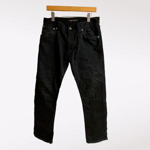 NudieJeans ヌーディージーンズ HANK REY（ハンク レイ）レギュラーストレート ブラック デニムW32 黒 ORG DRY BLACK