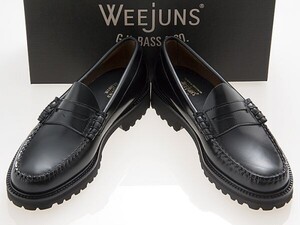 新品/G.H.BASS/ジーエイチバス/WEEJUN 90/ペニーローファー/厚底ラバーソール/BLACK/ブラック/黒/メンズ/ワイズE/ba11510-000/28.0cm