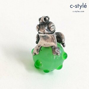 O917a [人気] TROLLBEADS トロールビーズ カエルの王子様 グリーン LAA刻印 | ジュエリー N