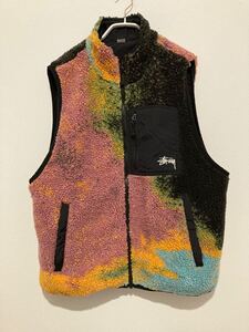 STUSSY JACQUARD DYE SHERPA VEST ジャカードダイ シェルパベスト size M 美品