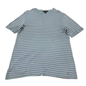 LOUIS VUITTON ルイヴィトン Tシャツ ボーダー グレー ブルー系 LVロゴ XL 半袖Ｔ