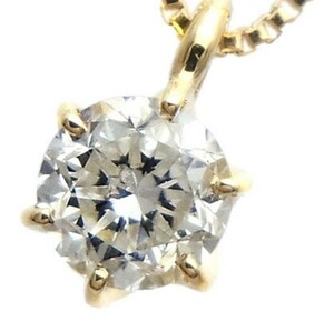 不動の輝き! K18 刻印 憧れの 0.5ct 大粒 ダイヤモンド ネックレス ペンダント 18金 K18YG 2222