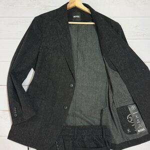 極美品!!XL●現行タグ ヒューゴボス 高機能 スーツ セットアップ HUGO BOSS ストレッチ パフォーマンス トラベル チャコールグレー 50