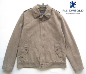 美品!!R.NEWBOLD Paul Smith*チンスト付き 千鳥柄コットンウールZIPジャケット L 茶 ブラウン R.ニューボールド ポールスミス