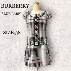 バーバリー 美品 BURBERRY ブルーレーベル ワンピース サイズ38 チェックワンピ