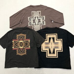 ●PENDLETON ペンドルトン Tシャツ 3点 まとめ売り ネイティブ柄 カットソー 半袖 長袖 コットン カジュアル 古着 サイズL メンズ 1.03㎏●