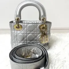 美品　Dior レディーディオール　ミニ　カナージュ　2way カーフスキン