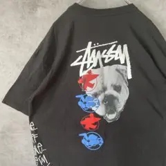 【オーバーサイズ、アニマル柄】stussy両面プリントTシャツ古着ストリート犬