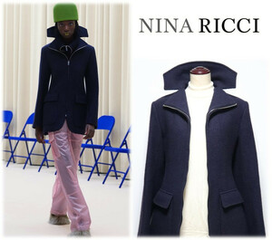 217,800円新品タグ付き【NINA RICCI ニナリッチ】毛100％ ZIPコート 紺 34 v1907-2653