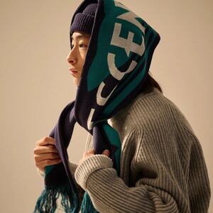 希少★新品本物【紺】FLUKE UP SCARF フルークアップ スカーフ フリンジ付 マフラー 正規店購入 ディセンダント 入手困難 DESCENDANT 24AW