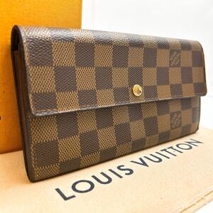 A441【超美品】LOUIS VUITTON ルイヴィトン ダミエ ポルトフォイユ サラ 二つ折り財布 長財布ウォレット N61734/CA0055 カード入れ×6