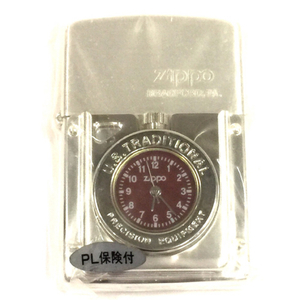 ジッポー オリジナル時計付き オイルライター 高さ5.5cm 喫煙具 喫煙グッズ 革ケース付き ZIPPO QR064-93